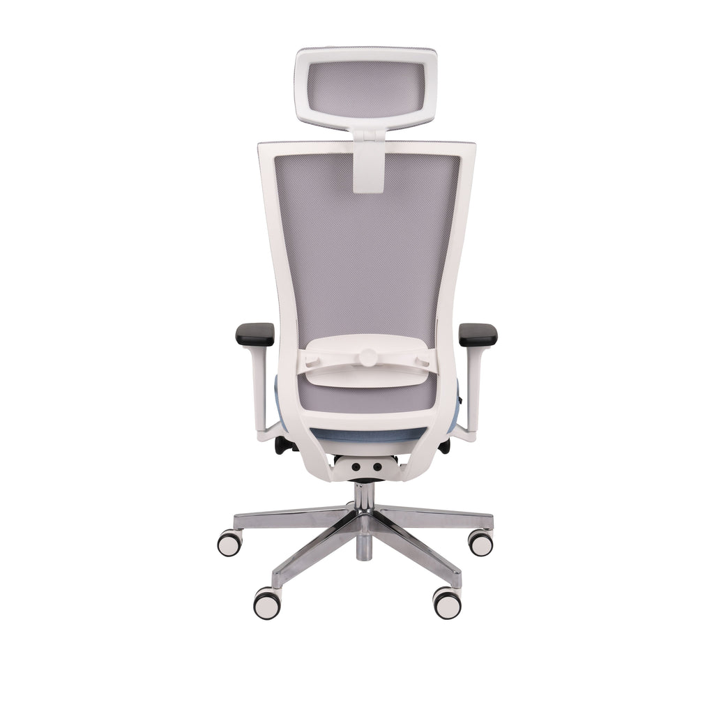Marti Bürostuhl Ergonomisch mit Netz- oder gepolsterter Rückenlehne, Weisses Gestell, Chrome