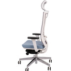 Marti HD WS Chrome Hygge Blue Bürostuhl Ergonomisch mit Netzbespannung, Weisses Gestell, Chrome Fußkreuz-Brötter.de