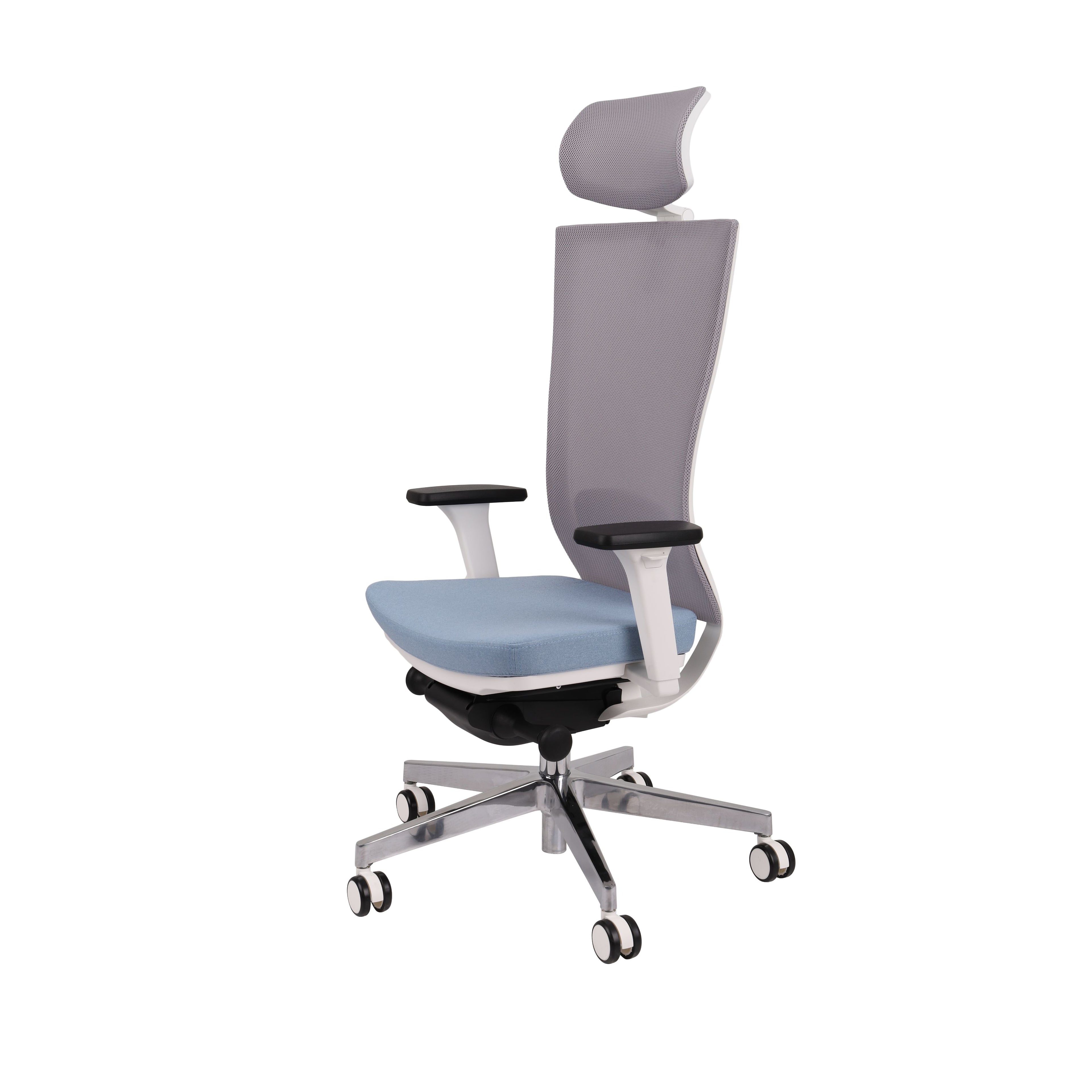 Marti Bürostuhl Ergonomisch mit Netz- oder gepolsterter Rückenlehne, Weisses Gestell, Chrome