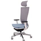 Marti HD WS Chrome Hygge Blue Bürostuhl Ergonomisch mit Netzbespannung, Weisses Gestell, Chrome Fußkreuz-Brötter.de
