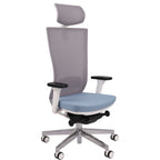 Marti HD WS Chrome Hygge Blue Bürostuhl Ergonomisch mit Netzbespannung, Weisses Gestell, Chrome Fußkreuz-Brötter.de