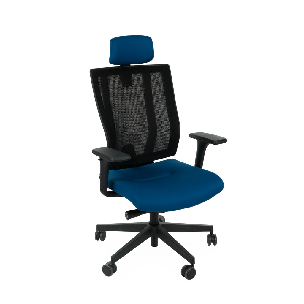 MaxPro Bürostuhl Ergonomisch mit Netz- oder gepolsterter Rückenlehne, SYNCHRO PLUS Mechanismus, Schwarzes Gestell