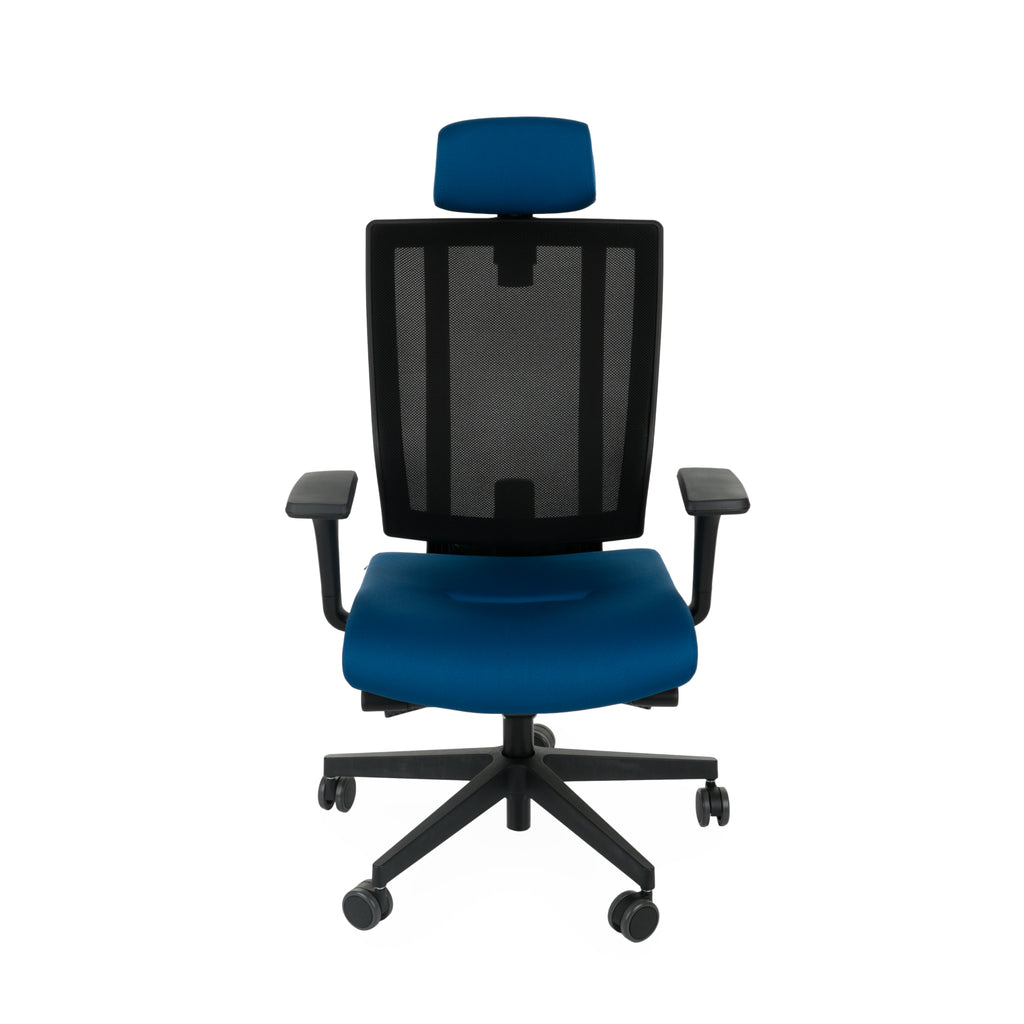 MaxPro Bürostuhl Ergonomisch mit Netz- oder gepolsterter Rückenlehne, SYNCHRO PLUS Mechanismus, Schwarzes Gestell