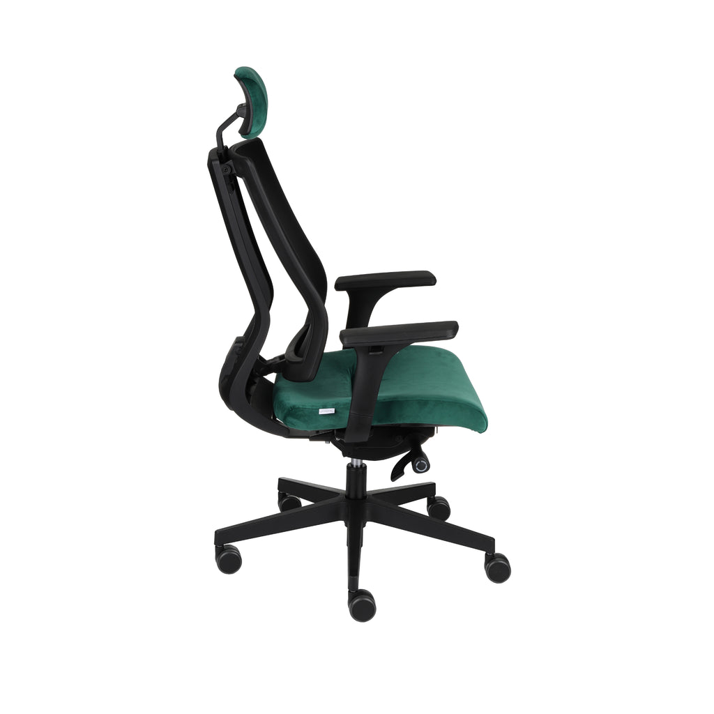 MaxPro Bürostuhl Ergonomisch mit Netz- oder gepolsterter Rückenlehne, SYNCHRO PLUS Mechanismus, Schwarzes Gestell