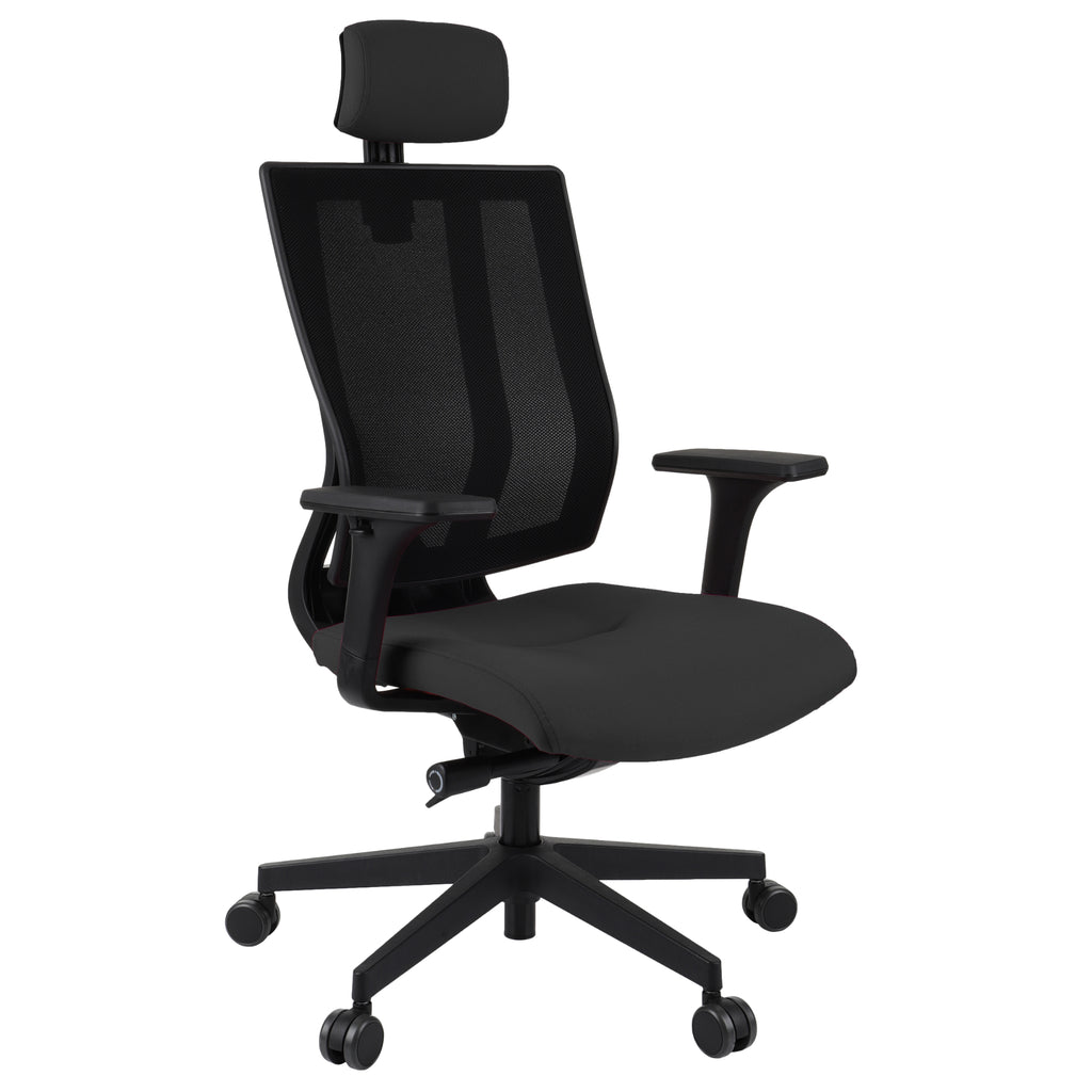 MaxPro Bürostuhl Ergonomisch mit Netz- oder gepolsterter Rückenlehne, SYNCHRO PLUS Mechanismus, Schwarzes Gestell