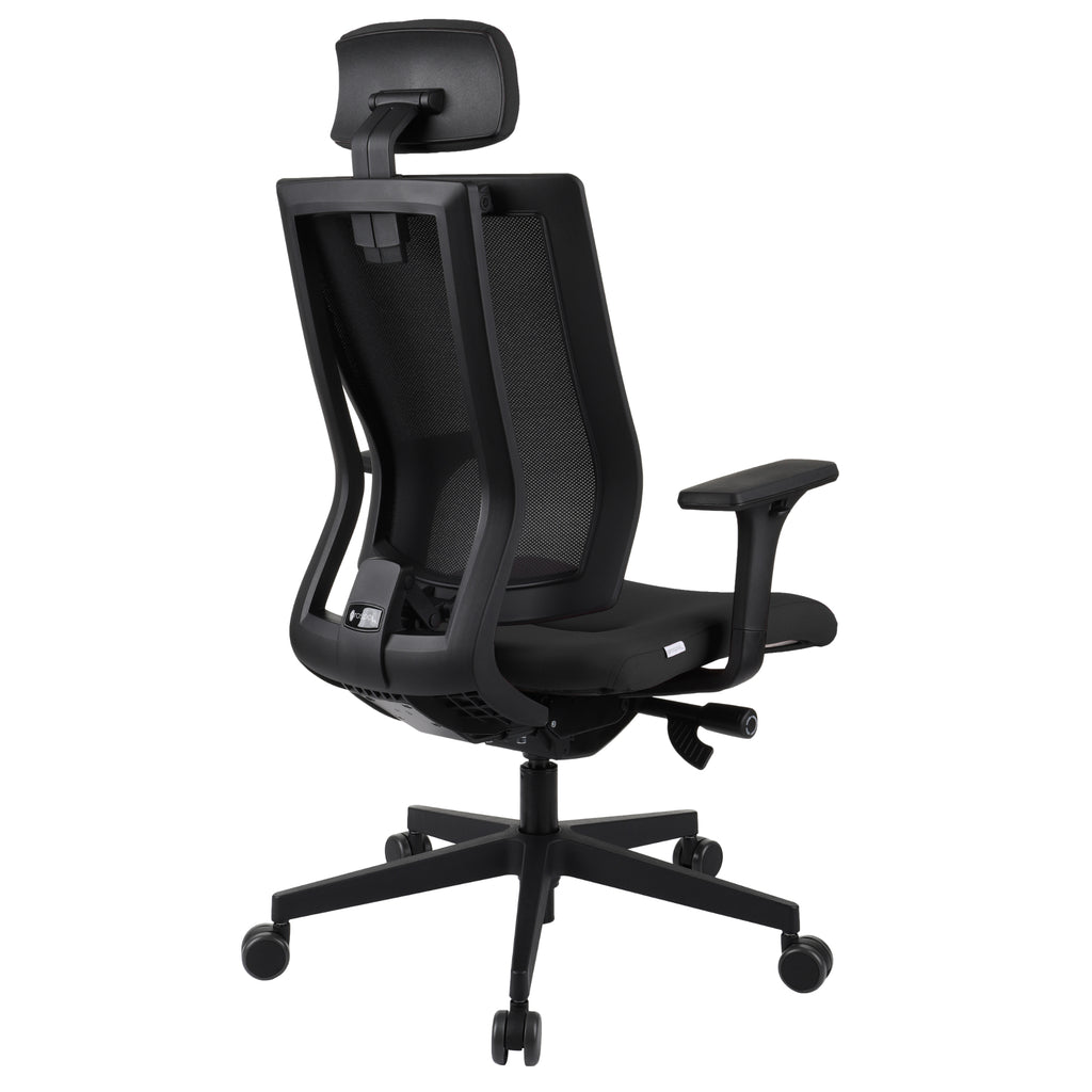 MaxPro Bürostuhl Ergonomisch mit Netz- oder gepolsterter Rückenlehne, SYNCHRO PLUS Mechanismus, Schwarzes Gestell