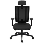 MaxPro Bürostuhl Ergonomisch mit Netz- oder gepolsterter Rückenlehne, SYNCHRO PLUS Mechanismus, Schwarzes Gestell