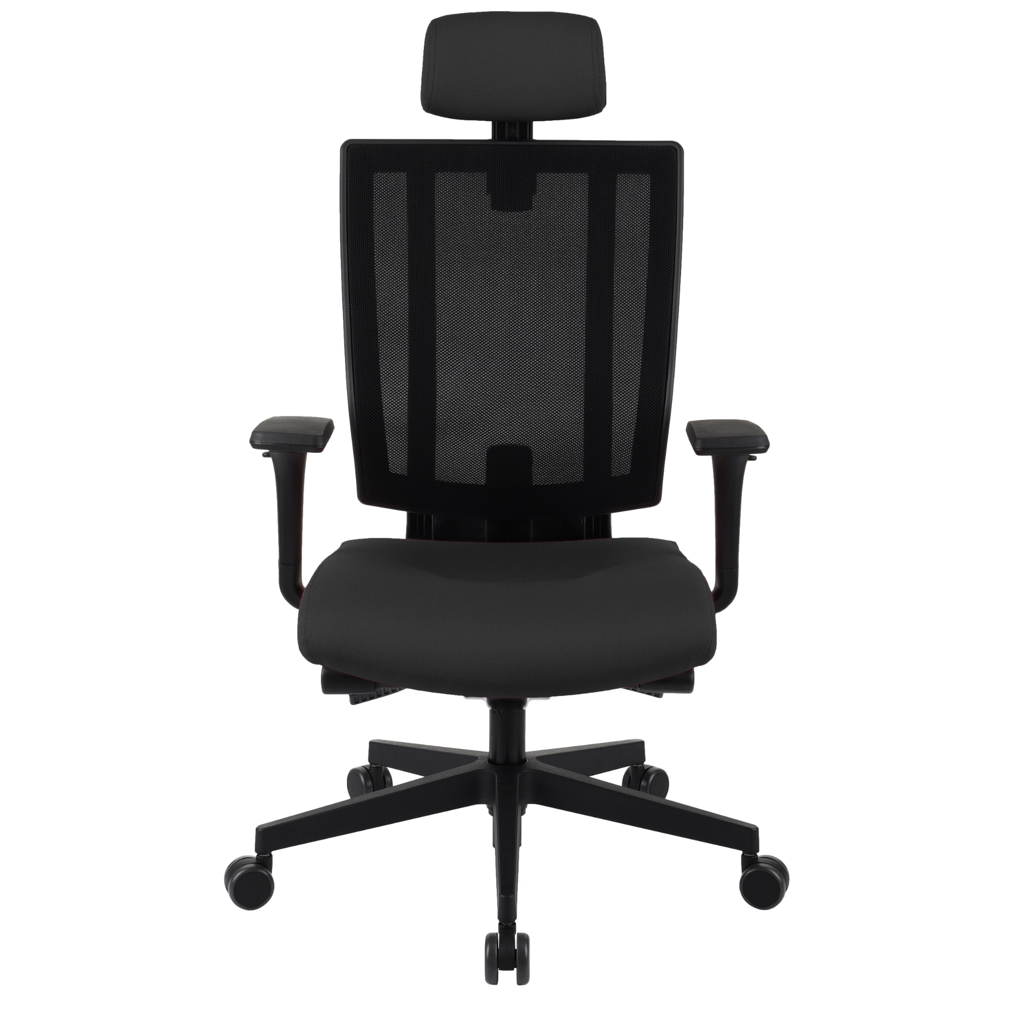 MaxPro Bürostuhl Ergonomisch mit Netz- oder gepolsterter Rückenlehne, SYNCHRO PLUS Mechanismus, Schwarzes Gestell