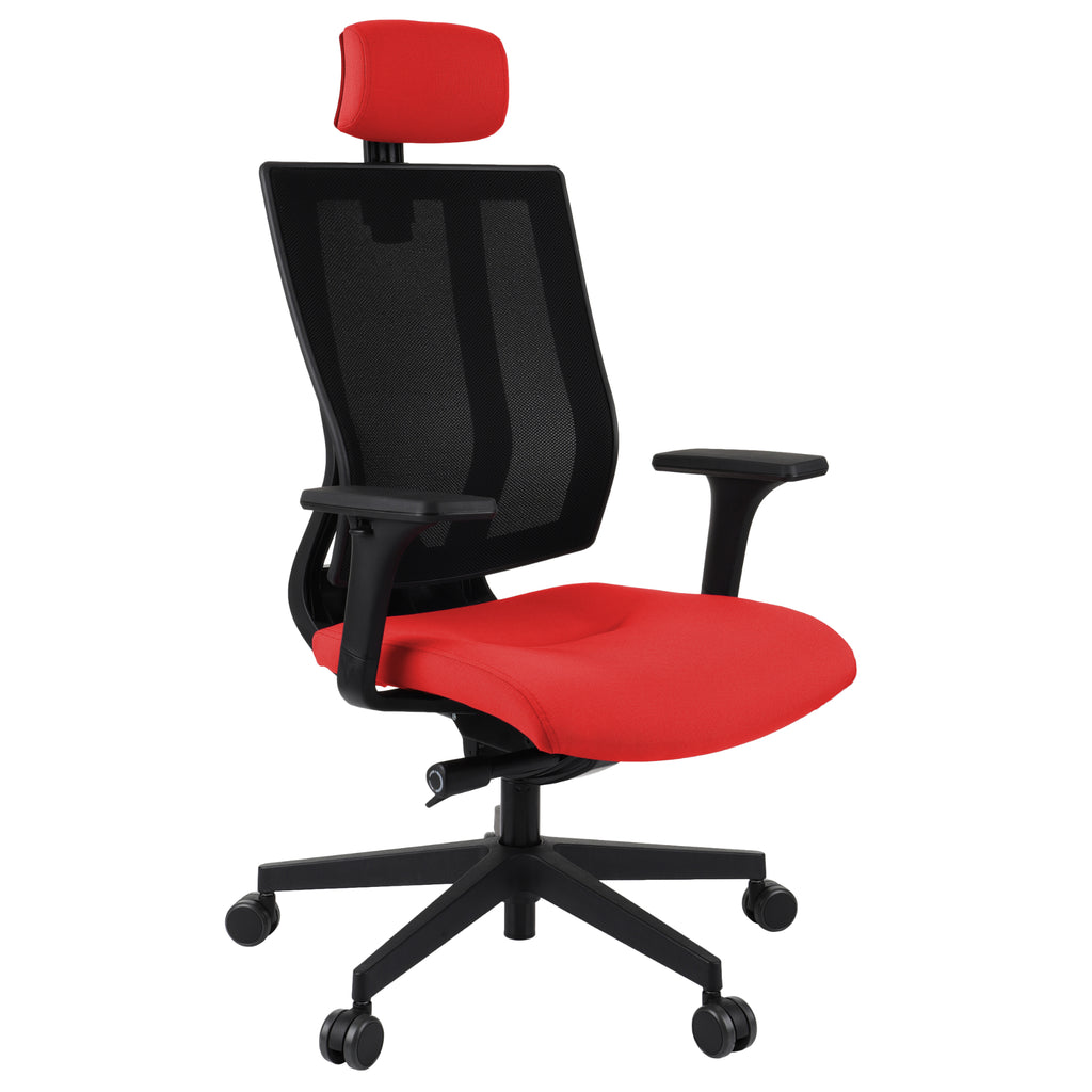 MaxPro Bürostuhl Ergonomisch mit Netz- oder gepolsterter Rückenlehne, SYNCHRO PLUS Mechanismus, Schwarzes Gestell