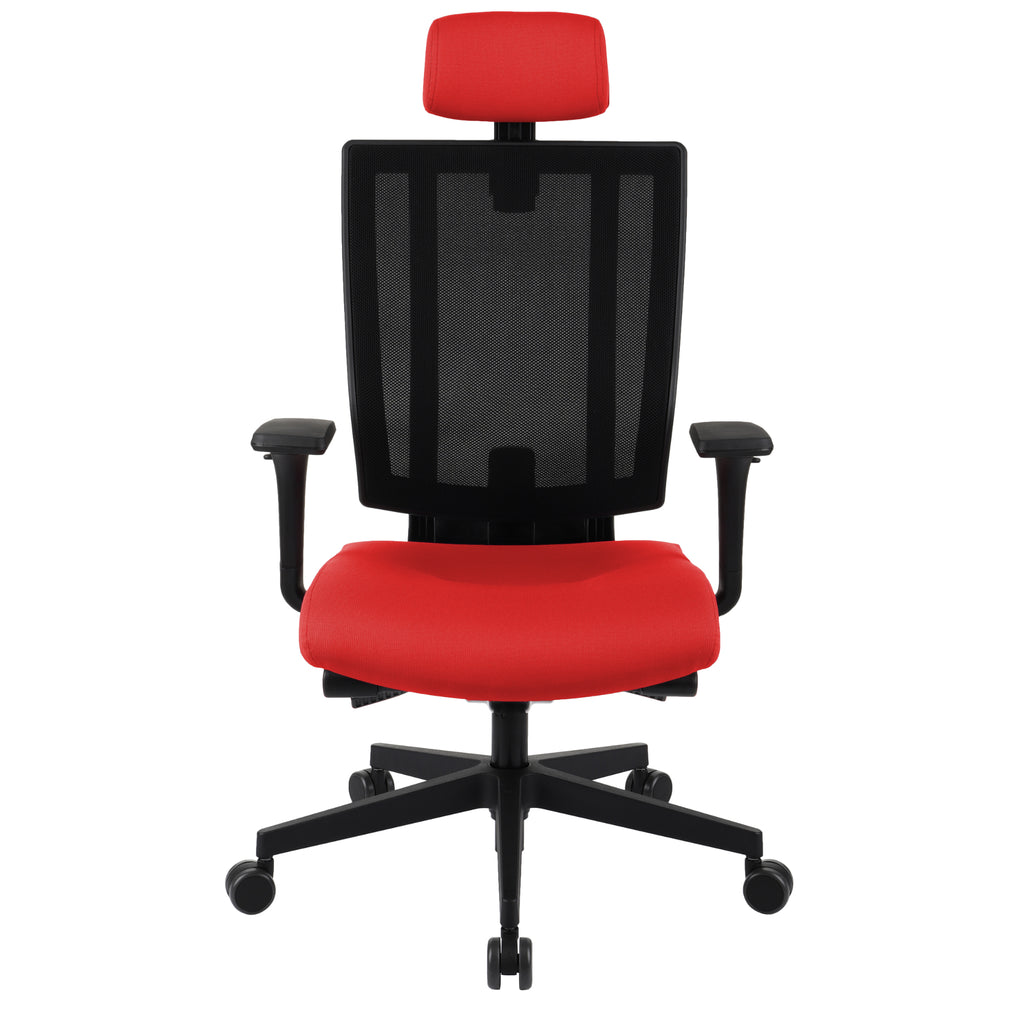 MaxPro Bürostuhl Ergonomisch mit Netz- oder gepolsterter Rückenlehne, SYNCHRO PLUS Mechanismus, Schwarzes Gestell