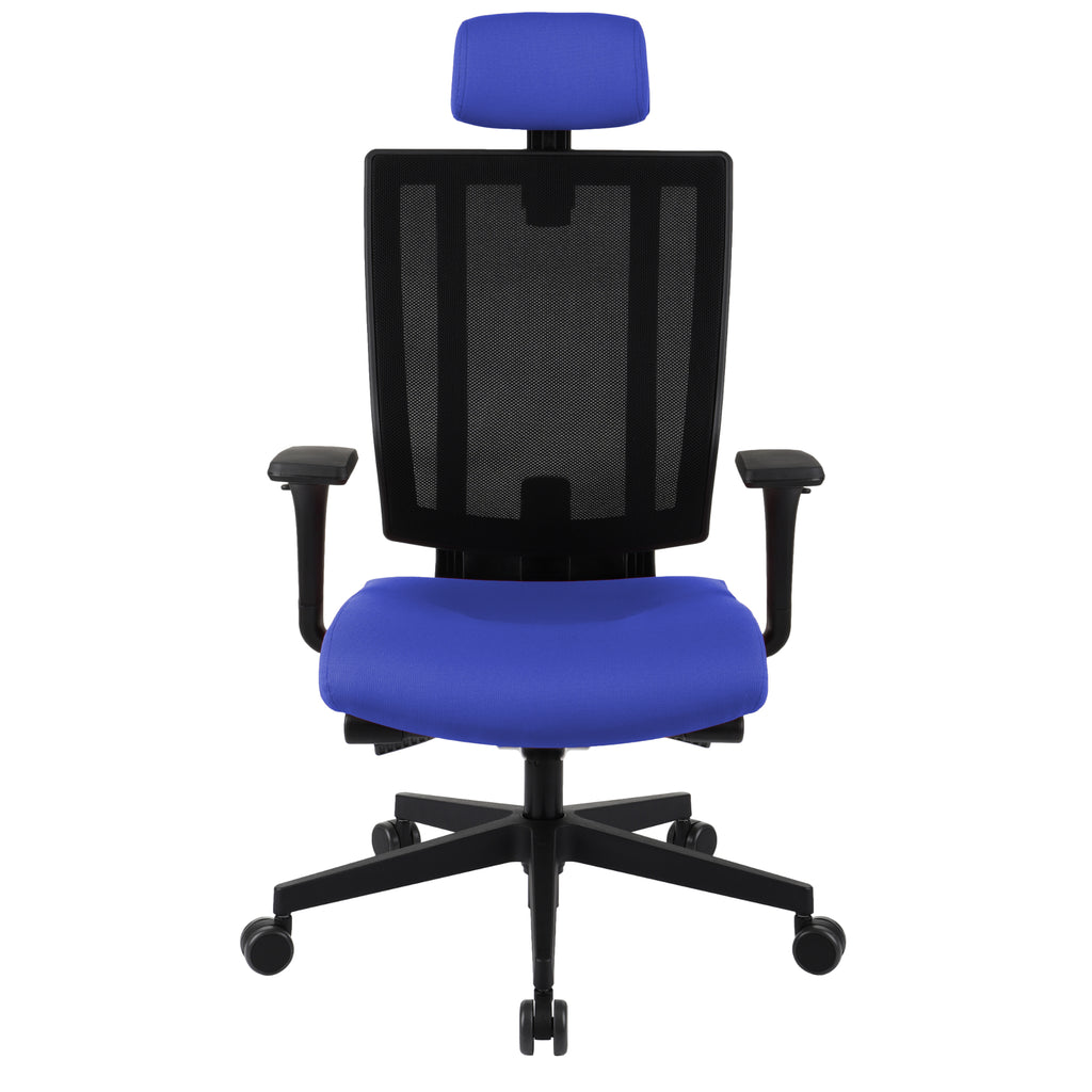 MaxPro Bürostuhl Ergonomisch mit Netz- oder gepolsterter Rückenlehne, SYNCHRO PLUS Mechanismus, Schwarzes Gestell