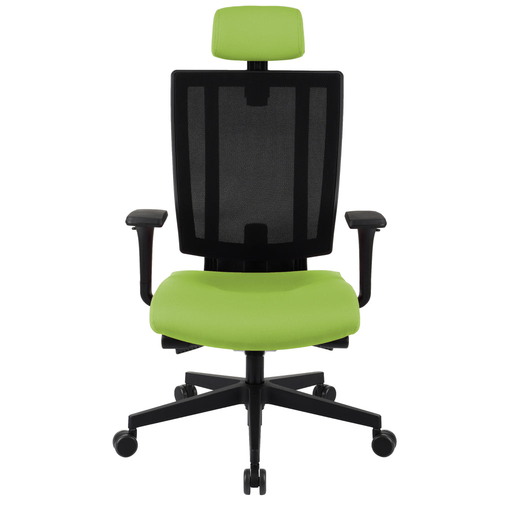 MaxPro Bürostuhl Ergonomisch mit Netz- oder gepolsterter Rückenlehne, SYNCHRO PLUS Mechanismus, Schwarzes Gestell