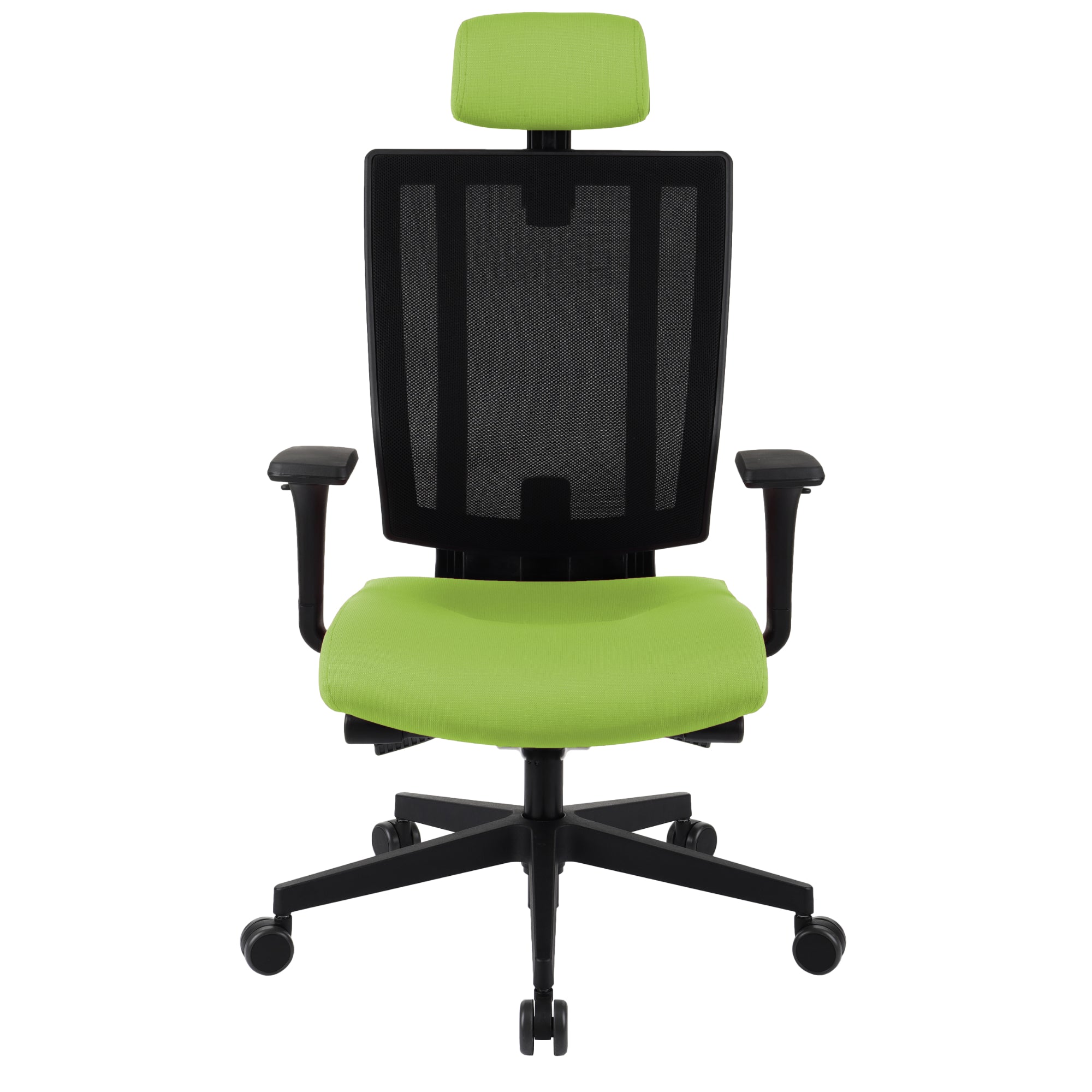 MaxPro Bürostuhl Ergonomisch mit Netz- oder gepolsterter Rückenlehne, SYNCHRO PLUS Mechanismus, Schwarzes Gestell