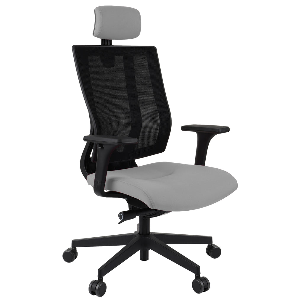 MaxPro Bürostuhl Ergonomisch mit Netz- oder gepolsterter Rückenlehne, SYNCHRO PLUS Mechanismus, Schwarzes Gestell