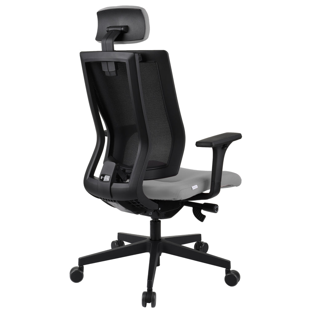 MaxPro Bürostuhl Ergonomisch mit Netz- oder gepolsterter Rückenlehne, SYNCHRO PLUS Mechanismus, Schwarzes Gestell