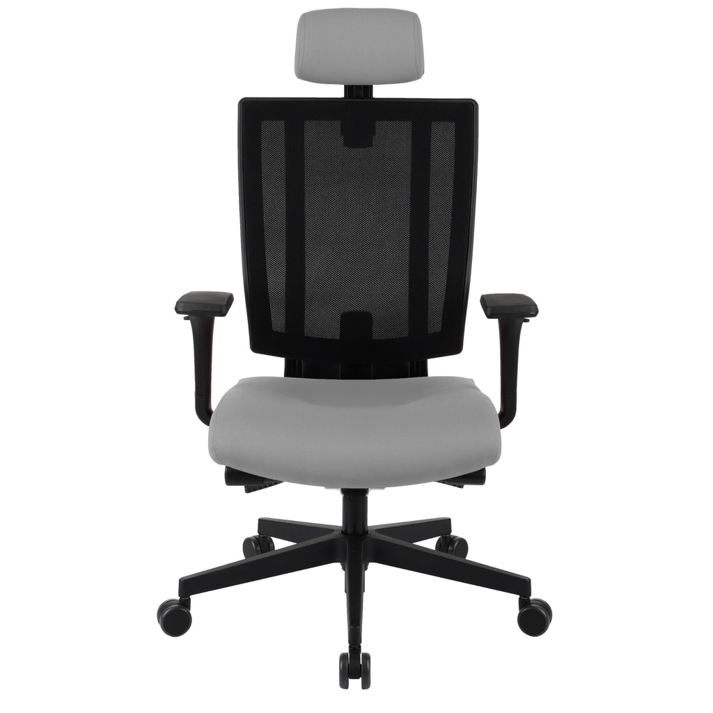 MaxPro Bürostuhl Ergonomisch mit Netz- oder gepolsterter Rückenlehne, SYNCHRO PLUS Mechanismus, Schwarzes Gestell
