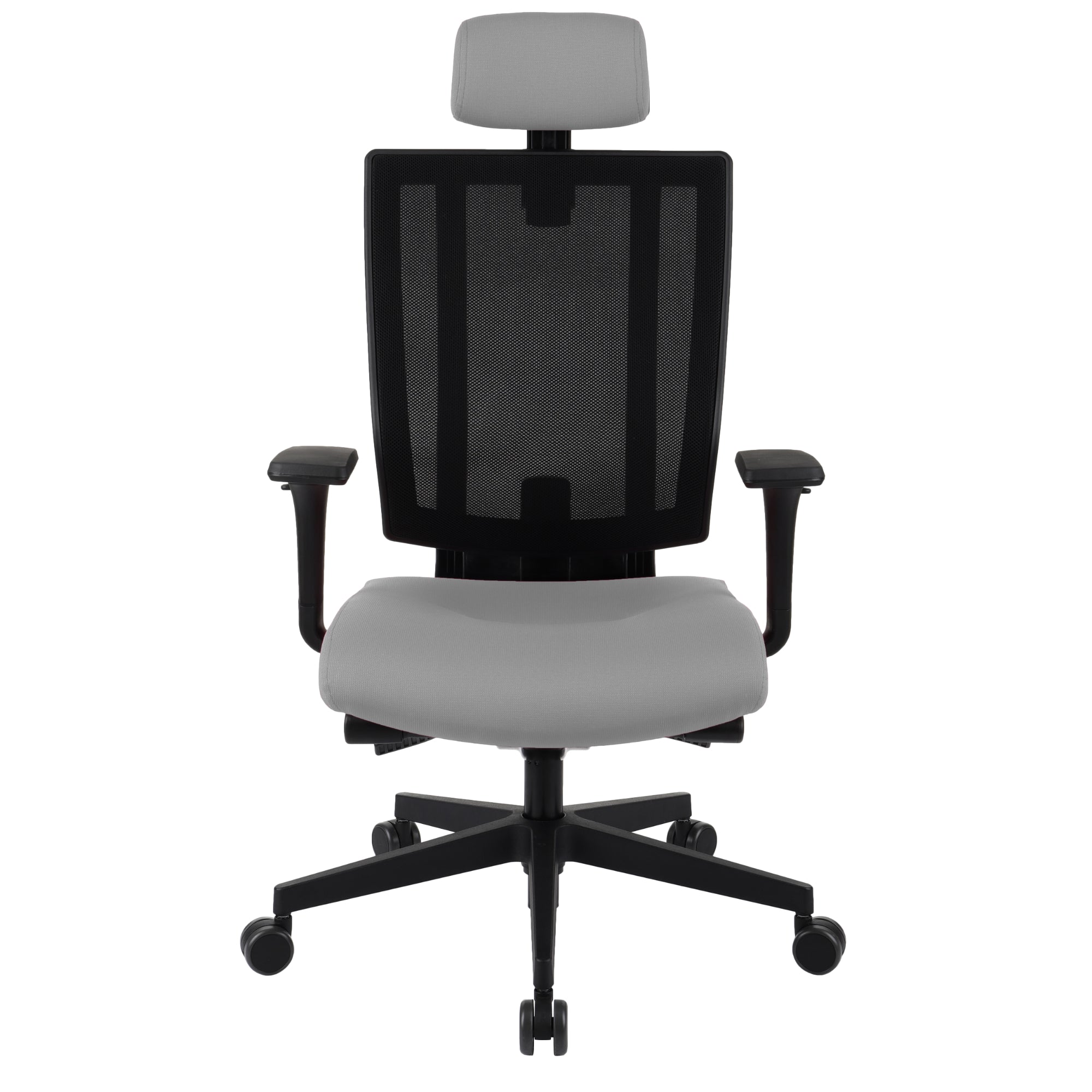 MaxPro Bürostuhl Ergonomisch mit Netz- oder gepolsterter Rückenlehne, SYNCHRO PLUS Mechanismus, Schwarzes Gestell