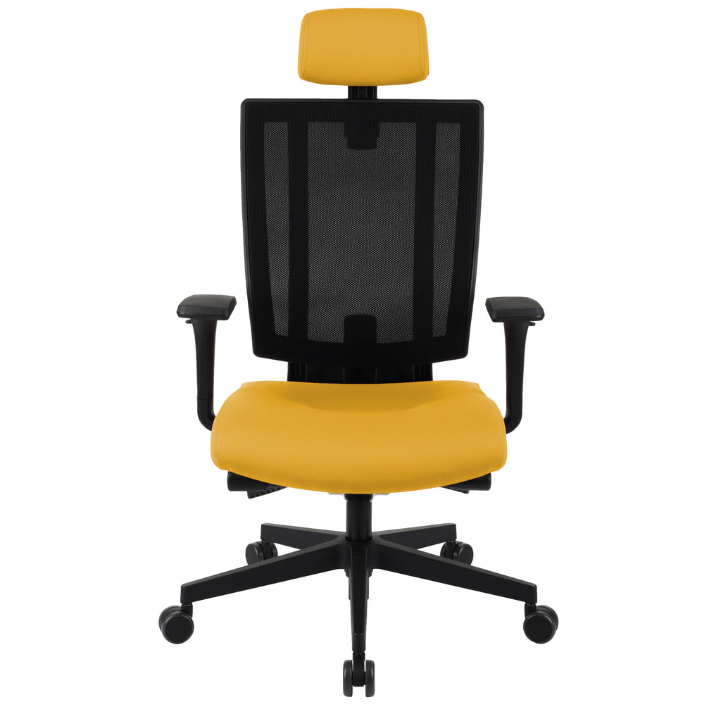 MaxPro Bürostuhl Ergonomisch mit Netz- oder gepolsterter Rückenlehne, SYNCHRO PLUS Mechanismus, Schwarzes Gestell