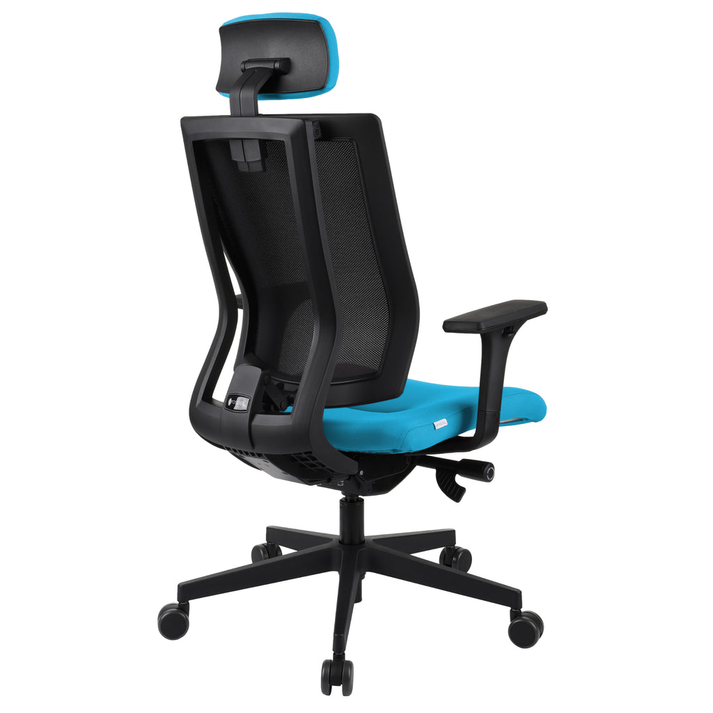MaxPro Bürostuhl Ergonomisch mit Netz- oder gepolsterter Rückenlehne, SYNCHRO PLUS Mechanismus, Schwarzes Gestell