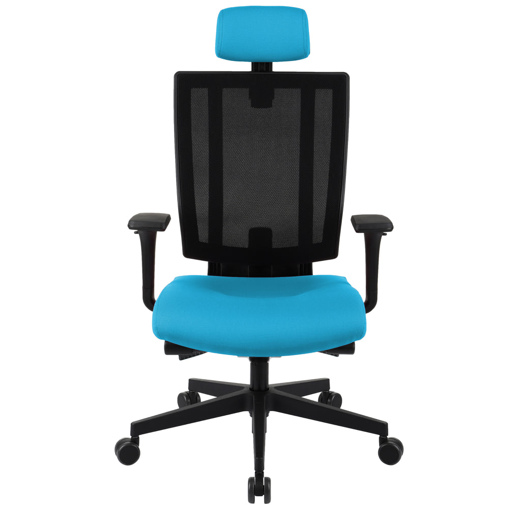 MaxPro Bürostuhl Ergonomisch mit Netz- oder gepolsterter Rückenlehne, SYNCHRO PLUS Mechanismus, Schwarzes Gestell