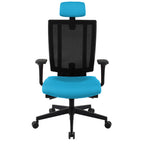 MaxPro Bürostuhl Ergonomisch mit Netz- oder gepolsterter Rückenlehne, SYNCHRO PLUS Mechanismus, Schwarzes Gestell