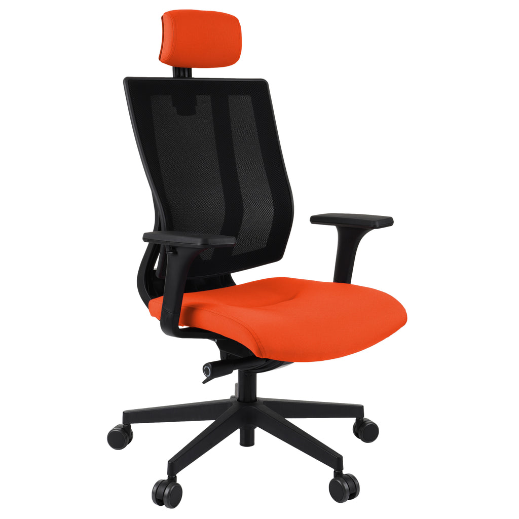 MaxPro Bürostuhl Ergonomisch mit Netz- oder gepolsterter Rückenlehne, SYNCHRO PLUS Mechanismus, Schwarzes Gestell