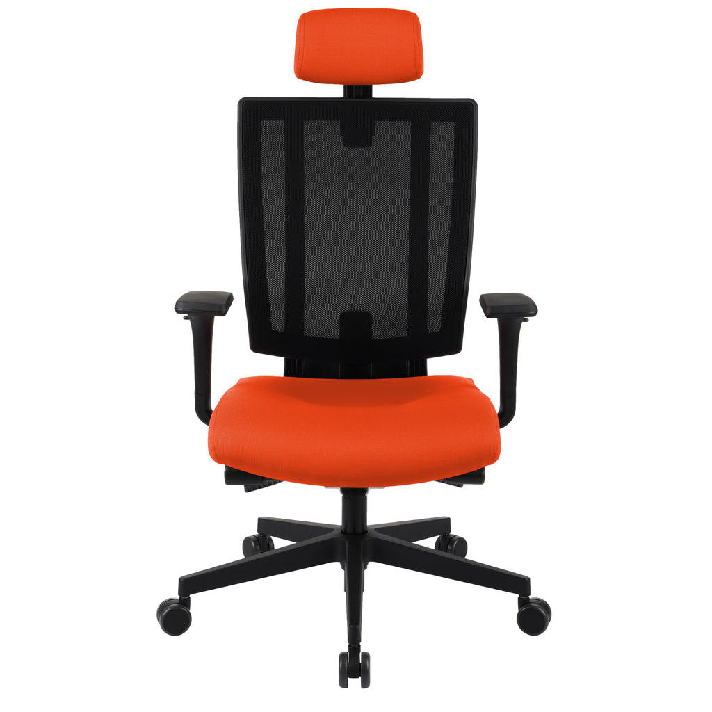 MaxPro Bürostuhl Ergonomisch mit Netz- oder gepolsterter Rückenlehne, SYNCHRO PLUS Mechanismus, Schwarzes Gestell