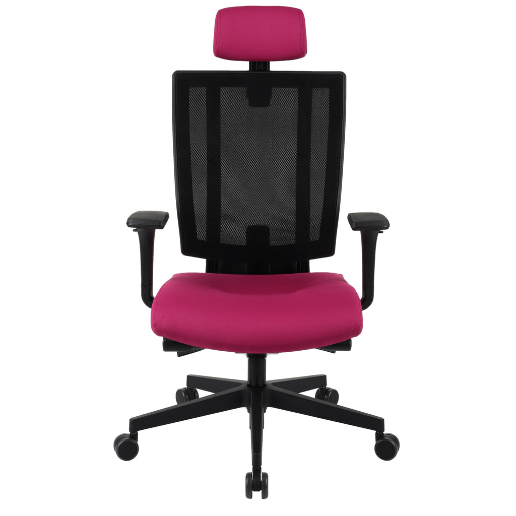 MaxPro Bürostuhl Ergonomisch mit Netz- oder gepolsterter Rückenlehne, SYNCHRO PLUS Mechanismus, Schwarzes Gestell