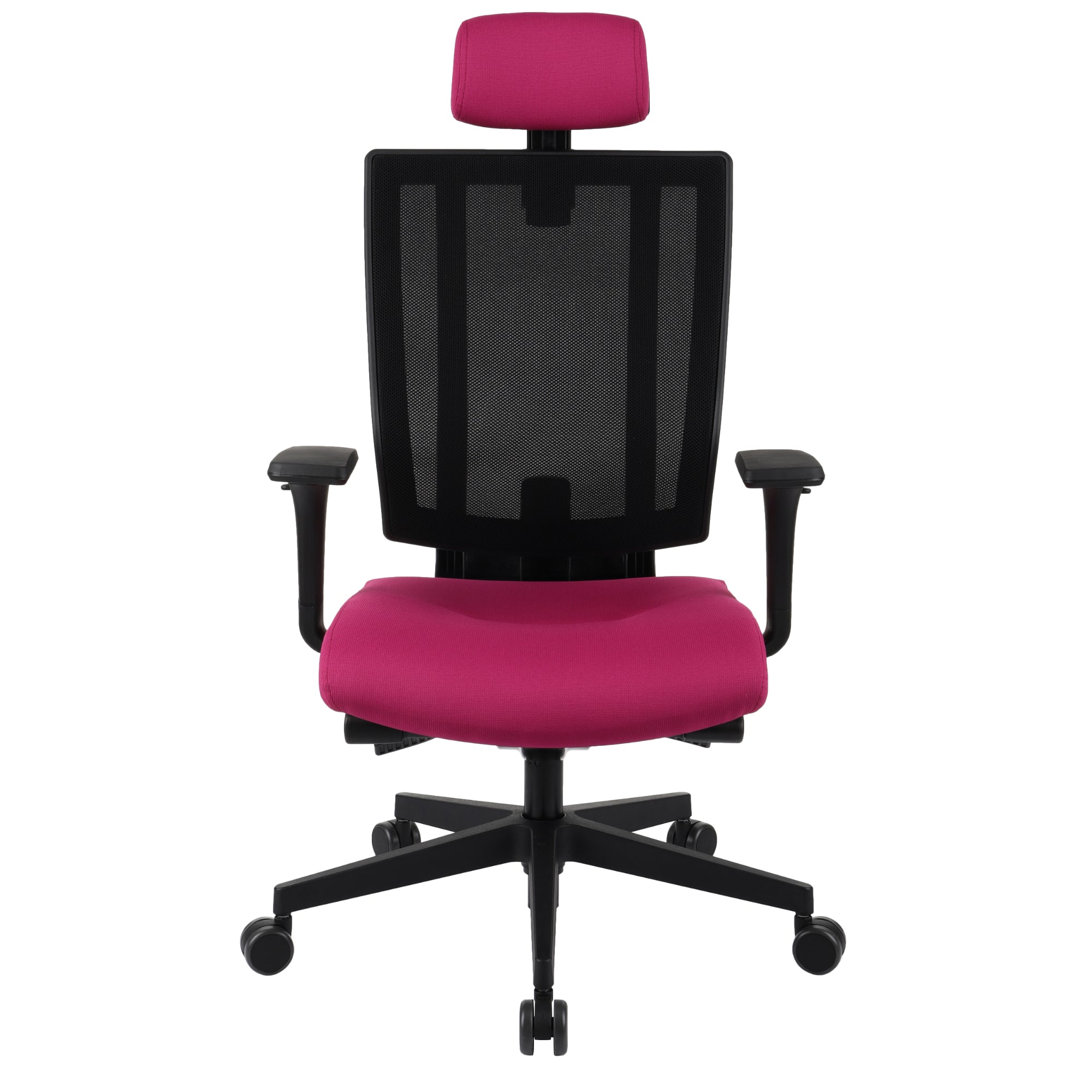 MaxPro Bürostuhl Ergonomisch mit Netz- oder gepolsterter Rückenlehne, SYNCHRO PLUS Mechanismus, Schwarzes Gestell
