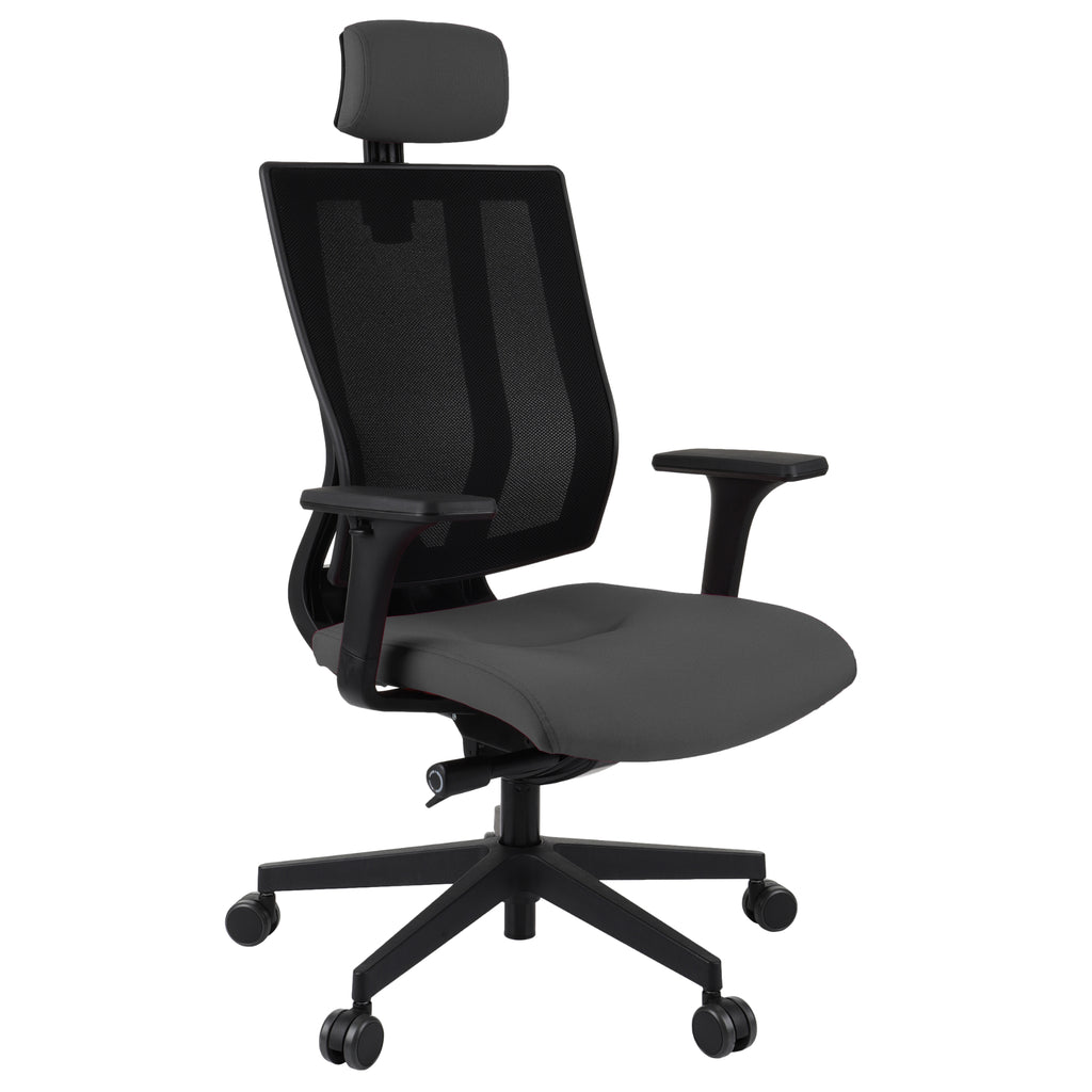 MaxPro Bürostuhl Ergonomisch mit Netz- oder gepolsterter Rückenlehne, SYNCHRO PLUS Mechanismus, Schwarzes Gestell