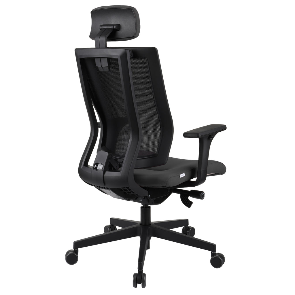 MaxPro Bürostuhl Ergonomisch mit Netz- oder gepolsterter Rückenlehne, SYNCHRO PLUS Mechanismus, Schwarzes Gestell