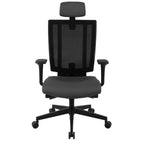 MaxPro Bürostuhl Ergonomisch mit Netz- oder gepolsterter Rückenlehne, SYNCHRO PLUS Mechanismus, Schwarzes Gestell