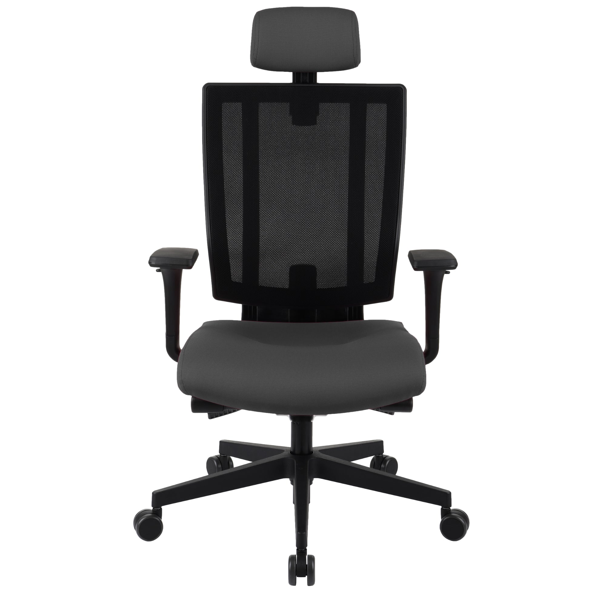 MaxPro Bürostuhl Ergonomisch mit Netz- oder gepolsterter Rückenlehne, SYNCHRO PLUS Mechanismus, Schwarzes Gestell