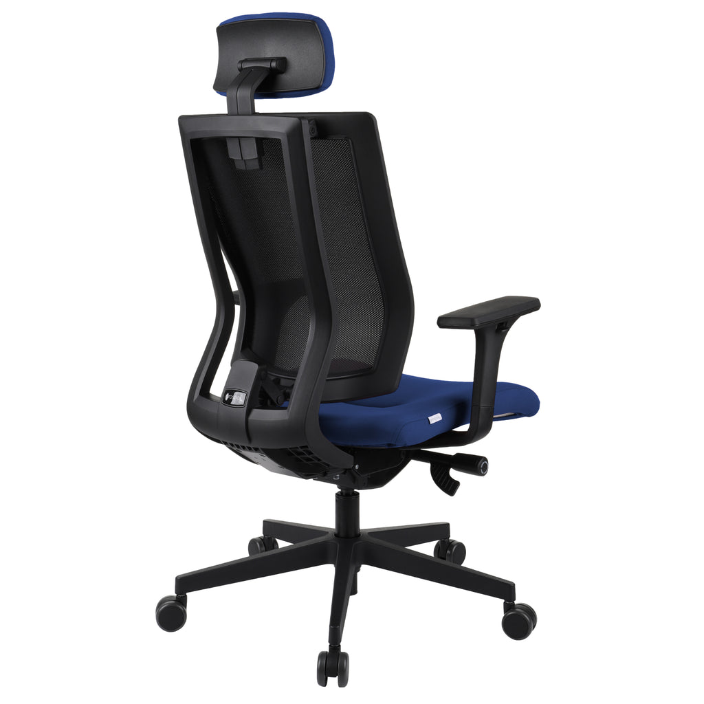 MaxPro Bürostuhl Ergonomisch mit Netz- oder gepolsterter Rückenlehne, SYNCHRO PLUS Mechanismus, Schwarzes Gestell