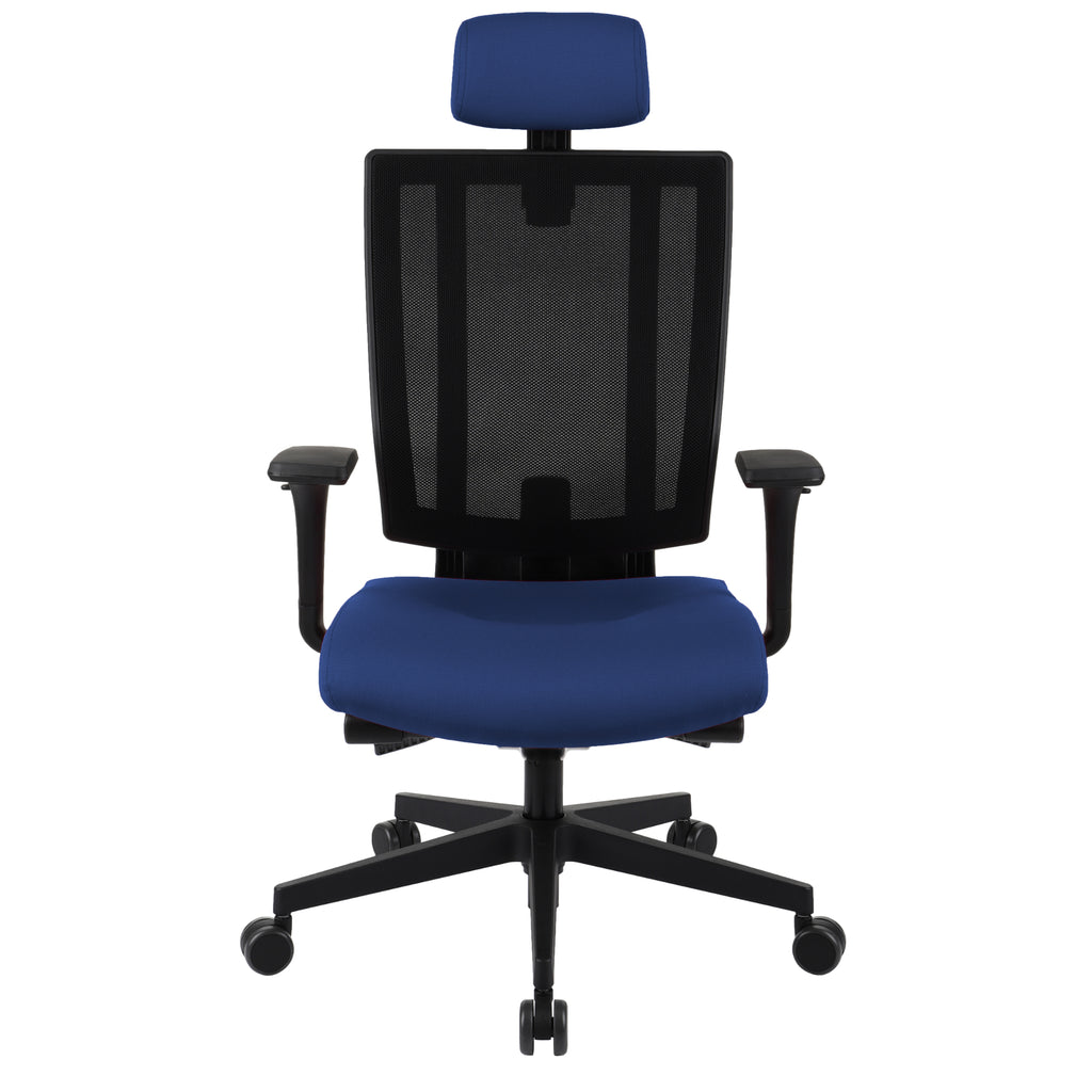 MaxPro Bürostuhl Ergonomisch mit Netz- oder gepolsterter Rückenlehne, SYNCHRO PLUS Mechanismus, Schwarzes Gestell