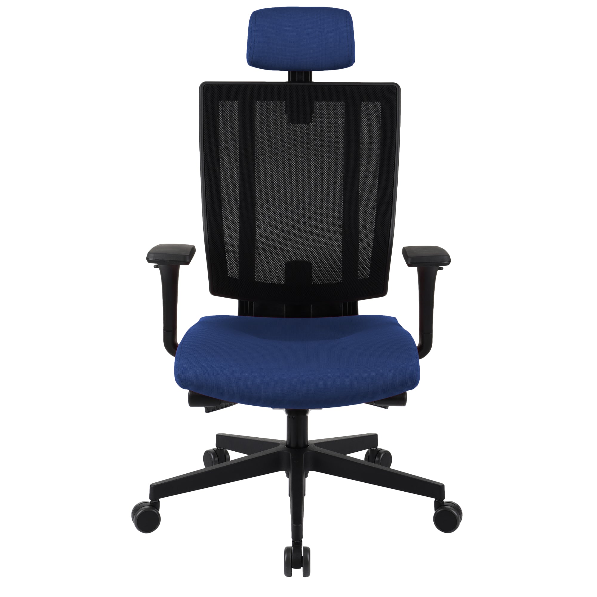 MaxPro Bürostuhl Ergonomisch mit Netz- oder gepolsterter Rückenlehne, SYNCHRO PLUS Mechanismus, Schwarzes Gestell