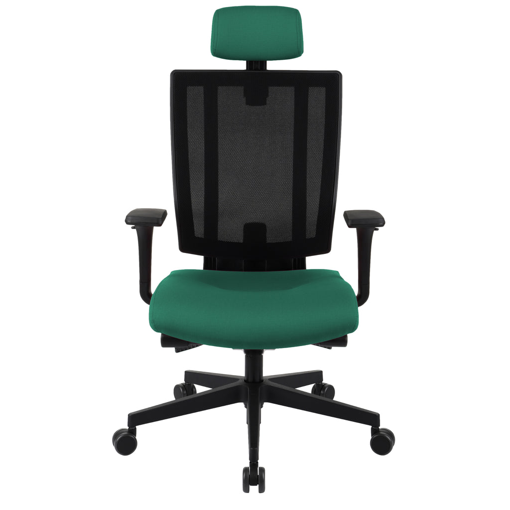 MaxPro Bürostuhl Ergonomisch mit Netz- oder gepolsterter Rückenlehne, SYNCHRO PLUS Mechanismus, Schwarzes Gestell