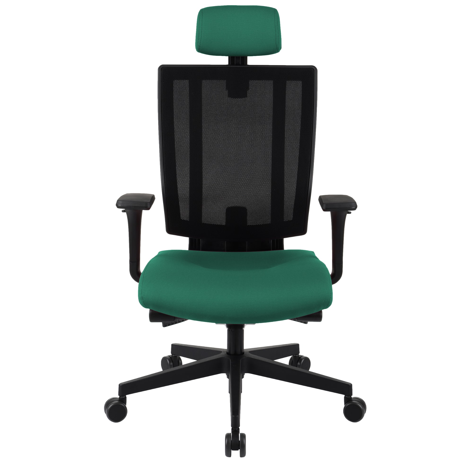 MaxPro Bürostuhl Ergonomisch mit Netz- oder gepolsterter Rückenlehne, SYNCHRO PLUS Mechanismus, Schwarzes Gestell