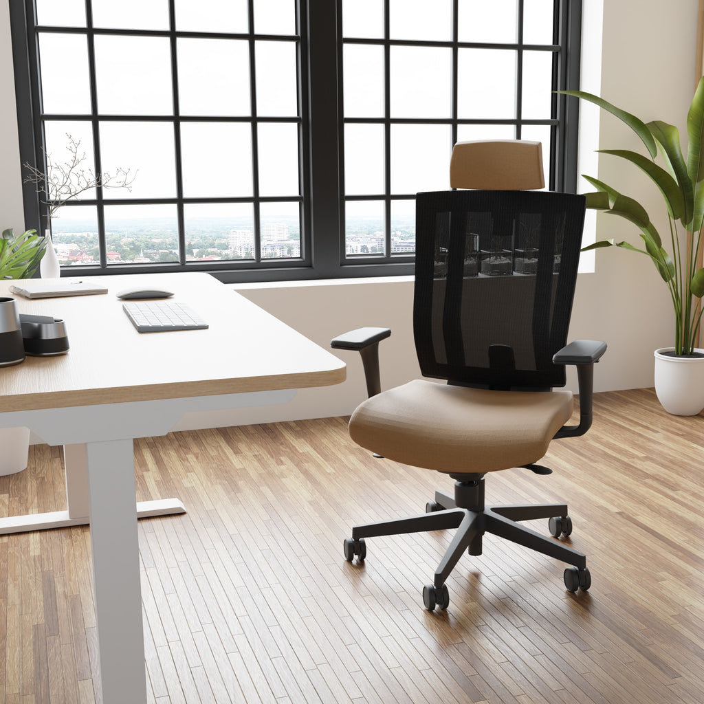 MaxPro Bürostuhl Ergonomisch mit Netz- oder gepolsterter Rückenlehne, SYNCHRO PLUS Mechanismus, Schwarzes Gestell