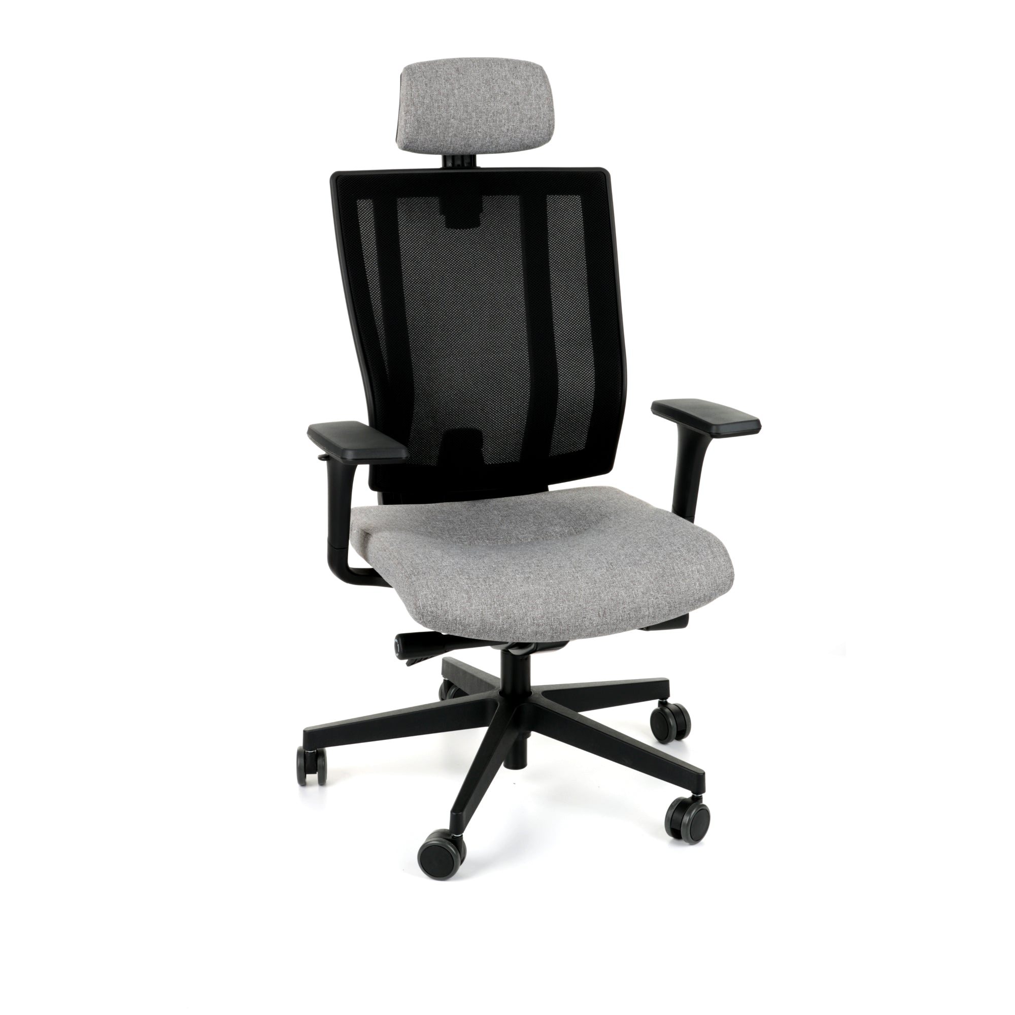 MaxPro Bürostuhl Ergonomisch mit Netz- oder gepolsterter Rückenlehne, SYNCHRO PLUS Mechanismus, Schwarzes Gestell