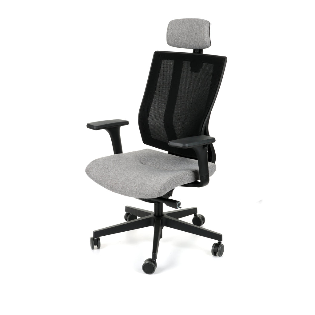 MaxPro HD Medley Grey Bürostuhl Ergonomisch mit SYNCHRO PLUS Mechanismus, Schwarzes Gestell-Brötter.de