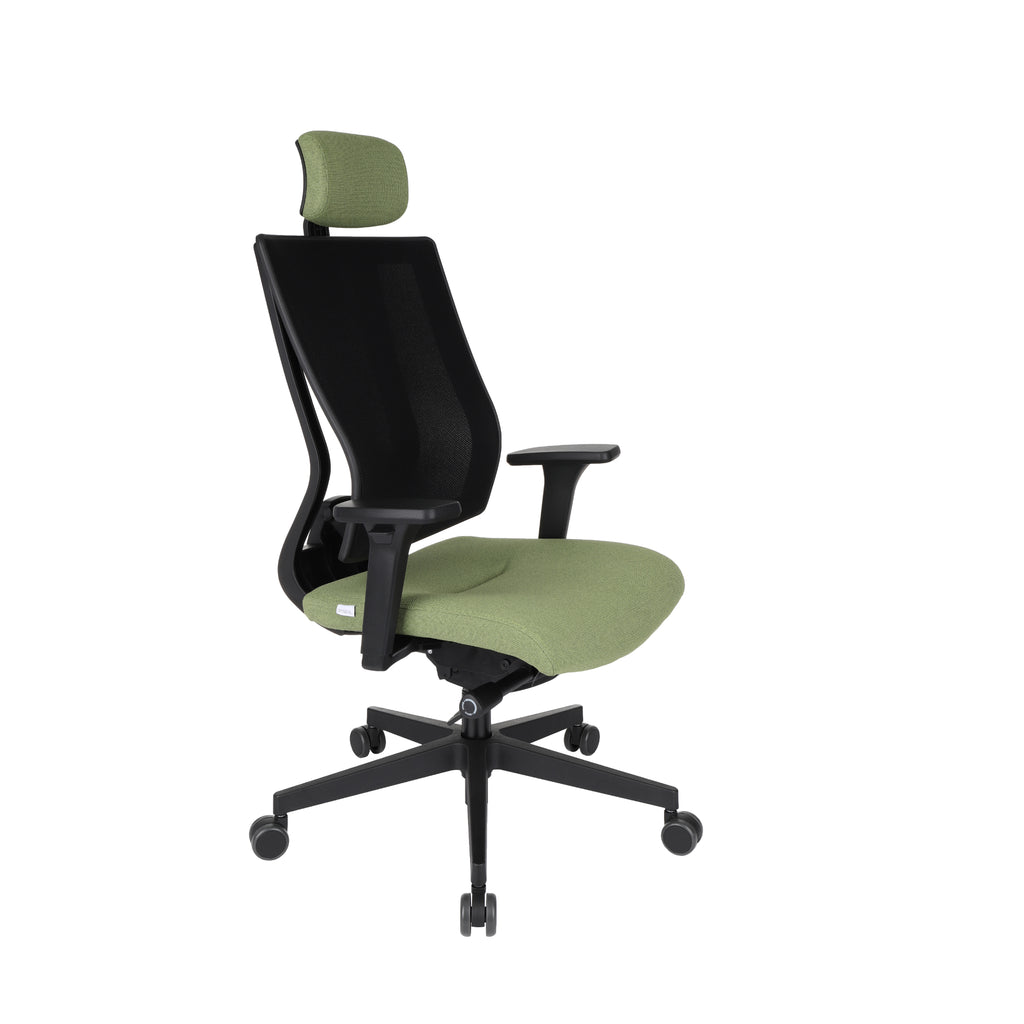 MaxPro Bürostuhl Ergonomisch mit Netz- oder gepolsterter Rückenlehne, SYNCHRO PLUS Mechanismus, Schwarzes Gestell