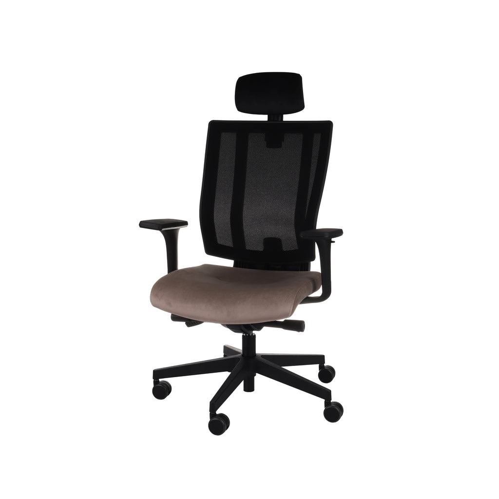 MaxPro HD Magic Velvet Beige Bürostuhl Ergonomisch mit SYNCHRO PLUS Mechanismus, Schwarzes Gestell-Brötter.de