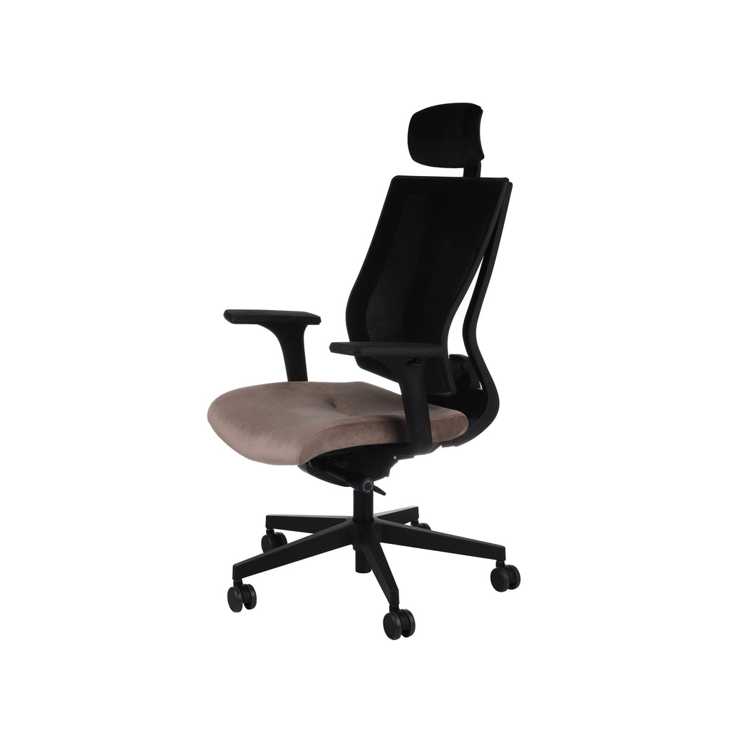 MaxPro HD Magic Velvet Beige Bürostuhl Ergonomisch mit SYNCHRO PLUS Mechanismus, Schwarzes Gestell-Brötter.de