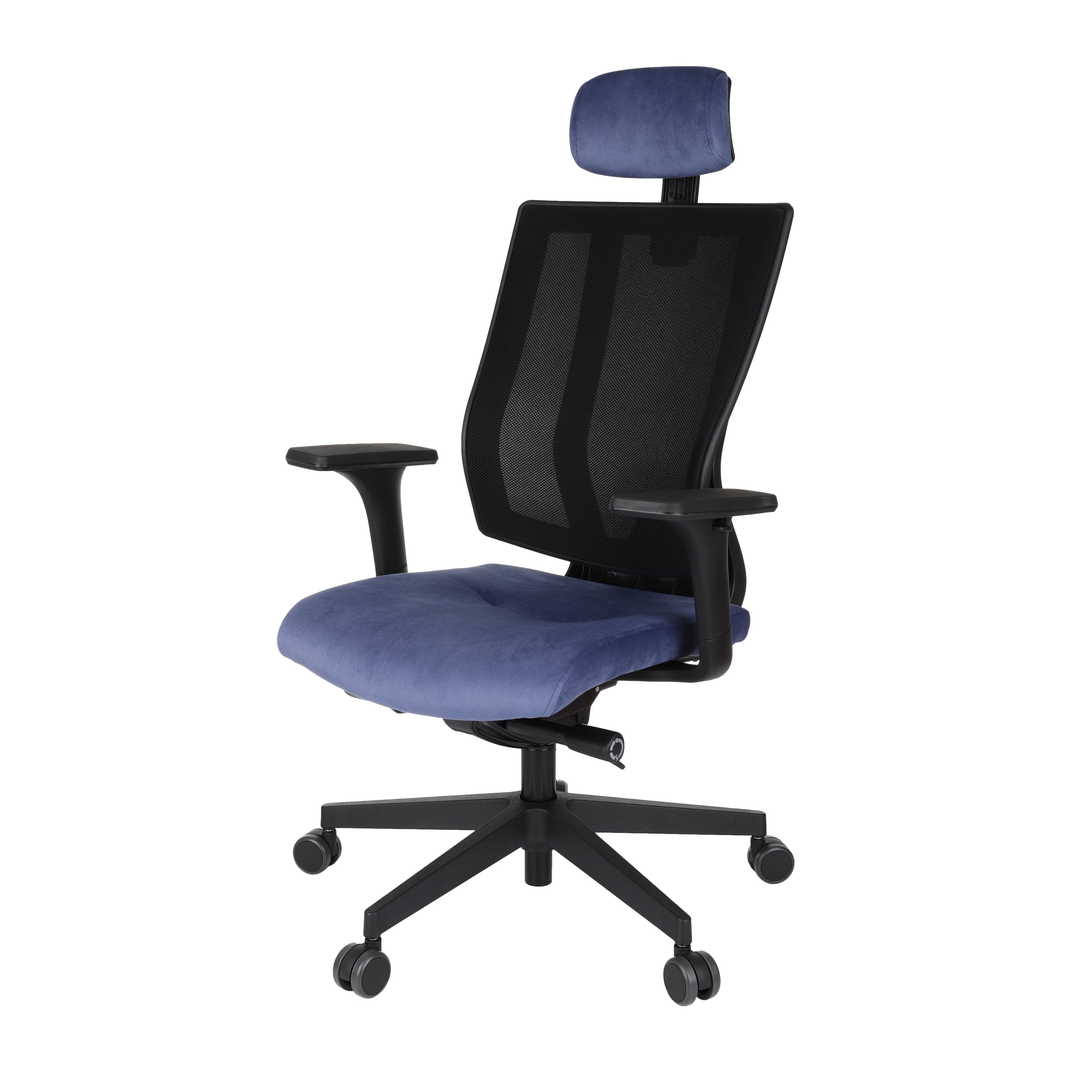 MaxPro HD Osaka Blue Bürostuhl Ergonomisch mit SYNCHRO PLUS Mechanismus, Schwarzes Gestell-Brötter.de