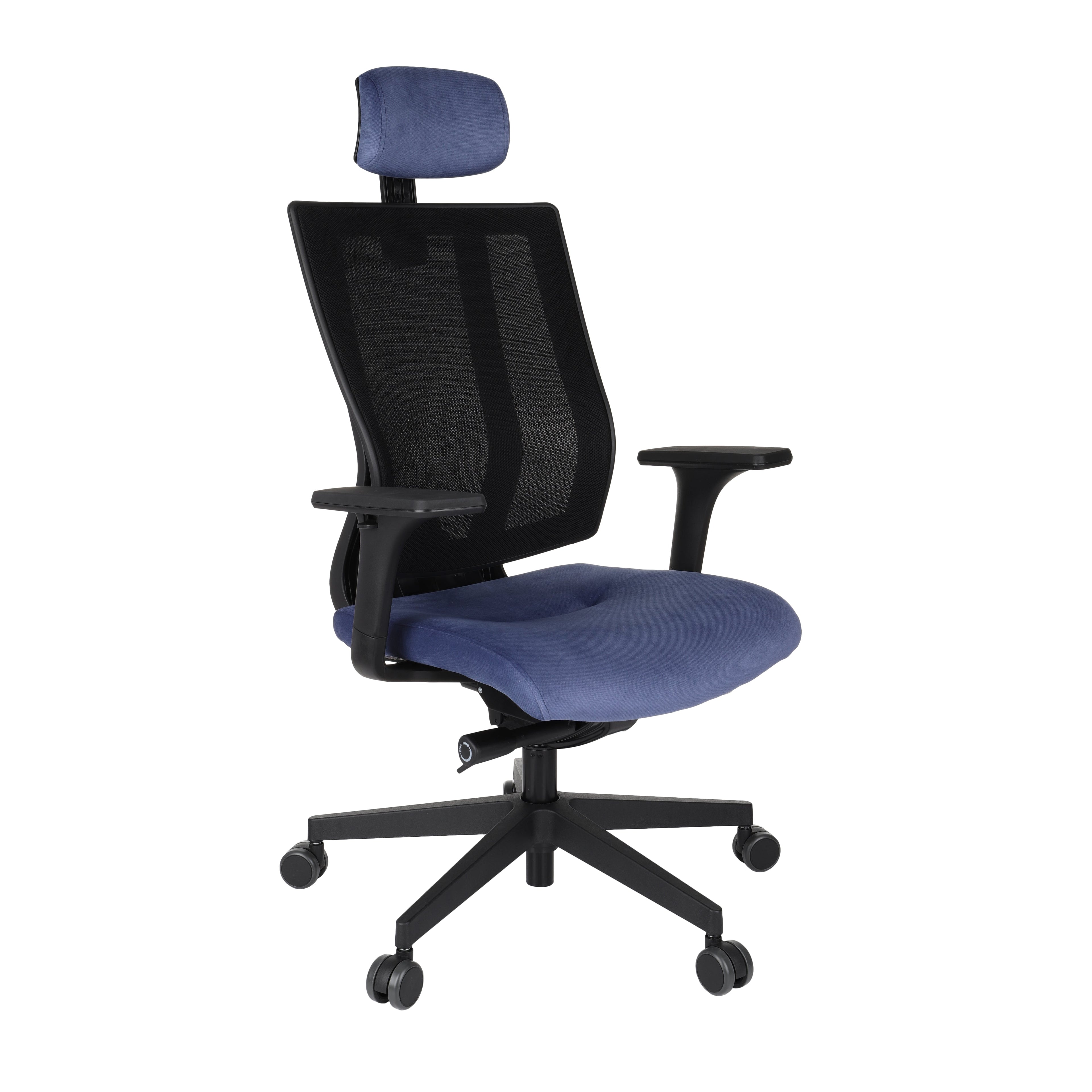 MaxPro HD Osaka Blue Bürostuhl Ergonomisch mit SYNCHRO PLUS Mechanismus, Schwarzes Gestell-Brötter.de