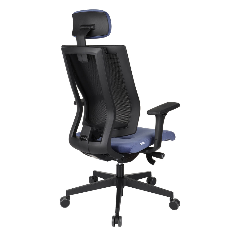 MaxPro HD Osaka Blue Bürostuhl Ergonomisch mit SYNCHRO PLUS Mechanismus, Schwarzes Gestell-Brötter.de