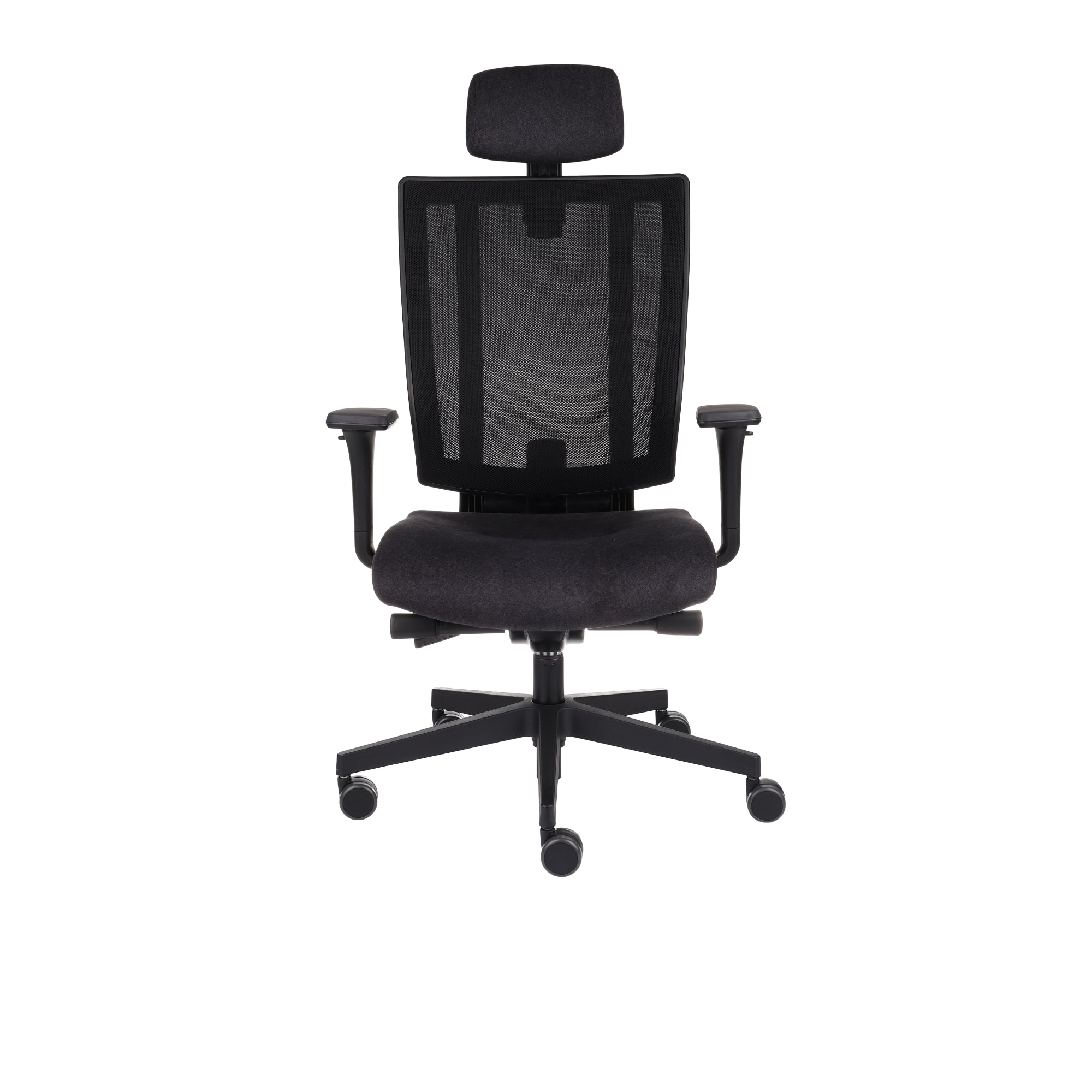MaxPro Bürostuhl Ergonomisch mit Netz- oder gepolsterter Rückenlehne, SYNCHRO PLUS Mechanismus, Schwarzes Gestell