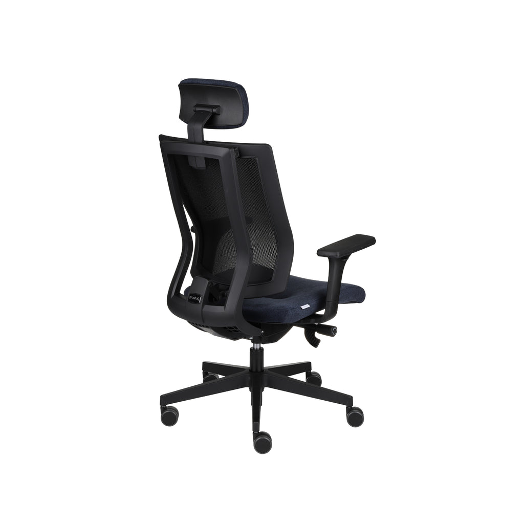 MaxPro Bürostuhl Ergonomisch mit Netz- oder gepolsterter Rückenlehne, SYNCHRO PLUS Mechanismus, Schwarzes Gestell