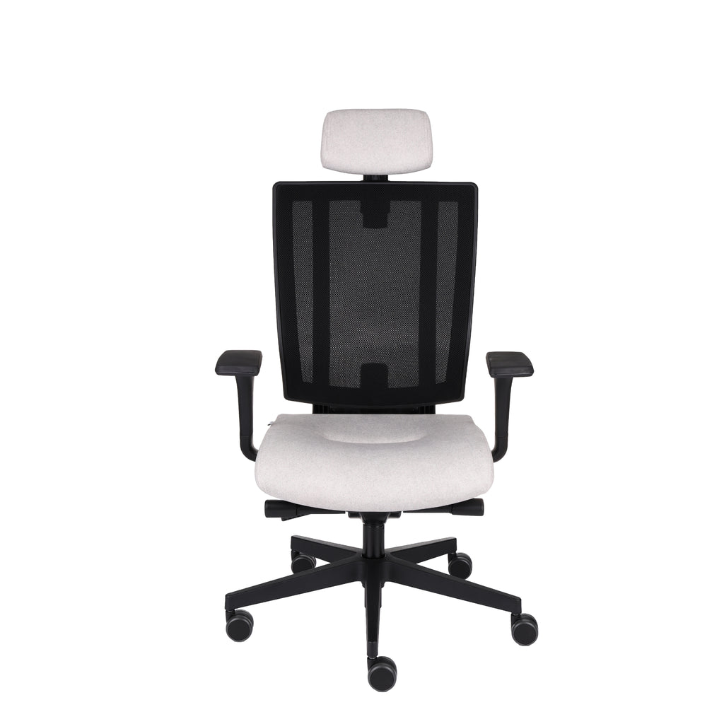 MaxPro Bürostuhl Ergonomisch mit Netz- oder gepolsterter Rückenlehne, SYNCHRO PLUS Mechanismus, Schwarzes Gestell